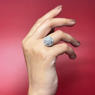 Round Layered Halo Statement Ring