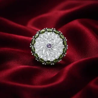 Floral Halo Silver Statement Ring