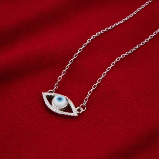 Silver Evil Eye Crystal Necklace