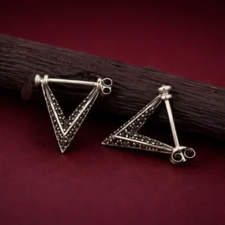 Tribal V-Shape Silver Ear Jacket Earrings