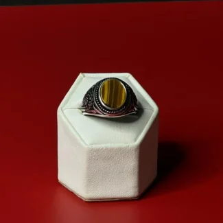 Men’s Silver Tiger Eye Statement Ring