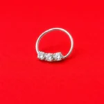 Triple Stone Silver Nose Pin