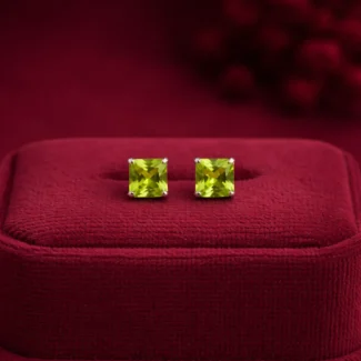 Royal Lime Square Stud Earrings
