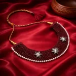 Royal Maroon Floral Beaded Choker Necklace