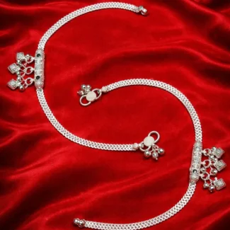 Traditional Tribal Bell Charm Silver Anklet