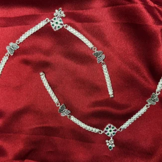 Butterfly Kundan Silver Anklet Set