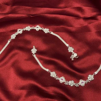 Rosette Grace Silver Anklet Set