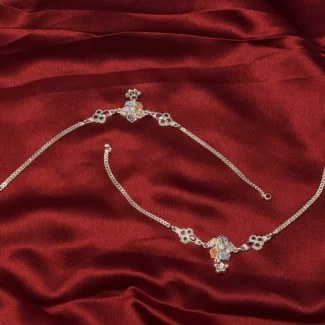 Rangoli Charm Silver Anklet Set