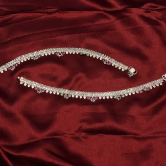 Payal Lace Silver Anklet Set