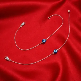 Silver Evil Eye Anklet (Pair)