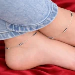 Striped Bead Silver Anklet