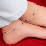 Segmented Black Bead Silver Anklet