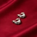 Crimson Horn Silver Earrings