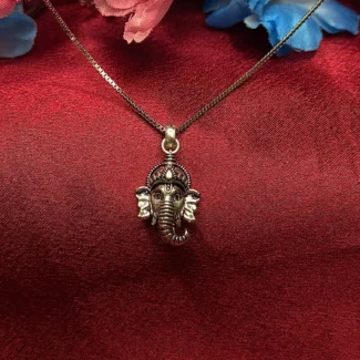 Sacred Ganesha Face Silver Pendant