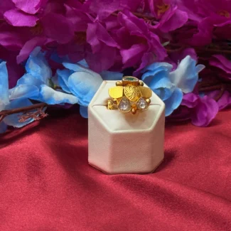 Golden Polish Floral Statement Ring for Women