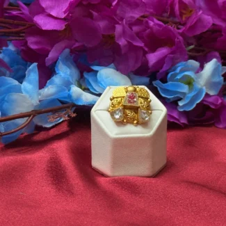 Gold Polish Multi-Stone Floral Statement Ring