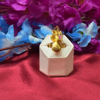Gold Polish Floral Leaf Designer Statement Ring