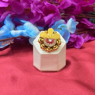 Gold Polish Heart Floral Statement Ring