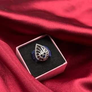 Midnight Heart Spiral Silver Ring