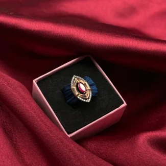 Royal Crimson Halo Silver Ring