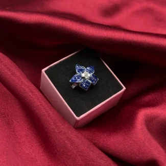 Sapphire Bloom Floral Silver Ring