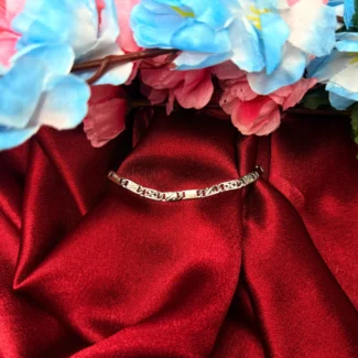 Engraved Geometric Silver Bracelet for Men