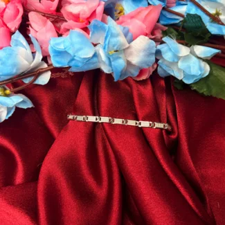 Minimal Textured Link Silver Bracelet for Men