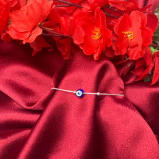 Minimal Evil Eye Silver Bracelet