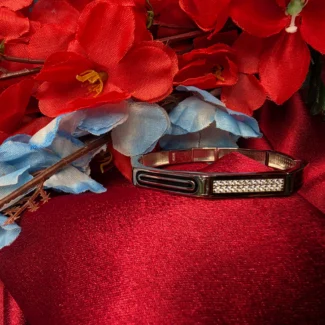 Black Center Red Accent Silver Bracelet for Men