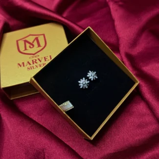 Snowflake Bloom Silver Stud Earrings