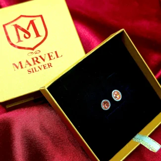 Rose Glow Crystal Silver Stud Earrings