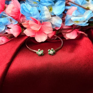 Emerald Twin Bloom Silver Kada