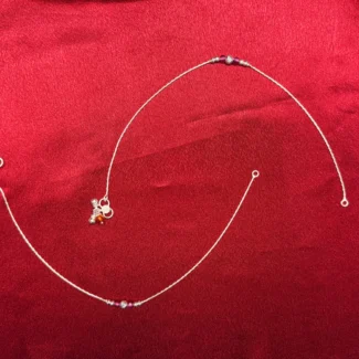 Pink Beaded Charm Silver Anklet