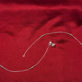 Fine Beaded Dual Charm Silver Anklet