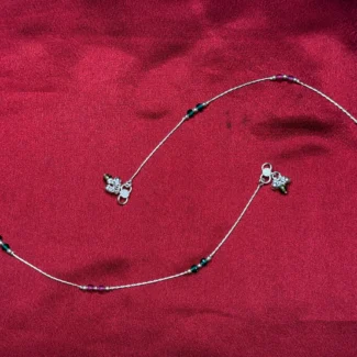 Multi Color Beaded Charm Silver Anklet