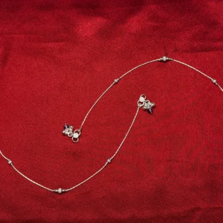 Textured Minimal Dual Charm Silver Anklet