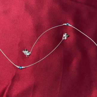 Minimal Evil Eye Silver Anklet with Single Charm Drop