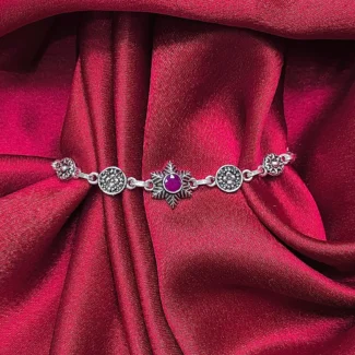 Royal Snowflake Ruby Silver Bracelet
