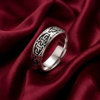 Designer Engraved Silver Ring for Men
