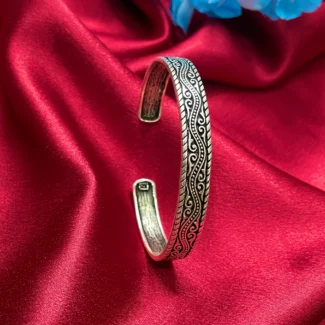 Marvel Silver Tribal Wave Kada for Men