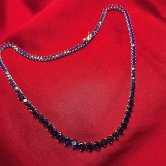 Royal Sapphire Crystal Silver Necklace