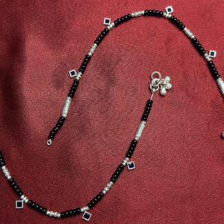 Midnight Charm Beaded Silver Anklet